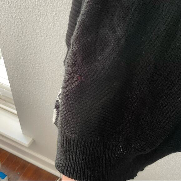 Vintage Black Sweater Dolman Sleeve Paisley Pattern Size medium - Picture 4 of 6